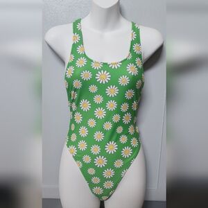 American Eagle Outfitters Green and White Bodysuit with Daisy Print
